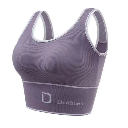U-Shaped Women's Seamless Yoga Bra D Letter Push Up Sports Top Shockproof Crop Top Anti-sweat Fitness Underwear All-Match Vest
