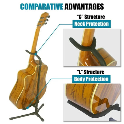Guitar Stand Foldable Vertical and Adjustable Instrument Display Ukulele Pipa Bass Folk Classical Electric Wood Guitar Stand