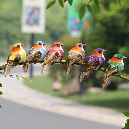 6PCS Artificial Feather Bird Fake Birds Christmas Decoration Foam Animal Wedding Home Garden Ornament Gift Craft Bird Model