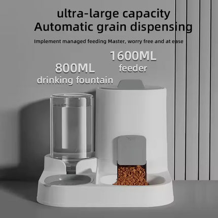 Automatic Pet Feeder And Water Dispenser Two-in-One Bowl Large Capacity For Cats Dogs Smooth Feeding System Pet Supplies