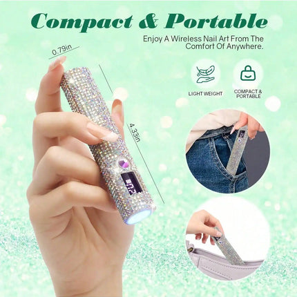 1pc Mini UV LED Nail Lamp, Portable, Suitable For Nail Polish Gel, Fast Drying, Rechargeable Curing UV Light With LED Display, Nail Art Tool