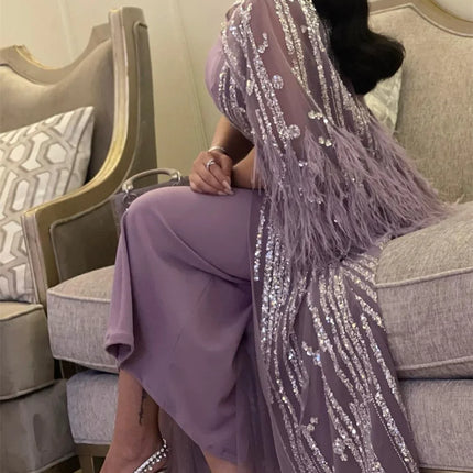 Customized Jiayigong Elegant High Quality Jewel Mermaid Stole Paillette Charmeuse Formal Occasion Gown vestidos para mujer fiest