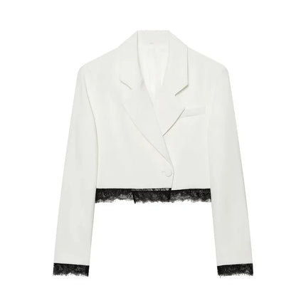 zoci Lace Short Blazers for Women's Suit Summer Blazer Set 2 Piece Woman Shoulder Pad Women's Tailoring Blazers Bermuda Shorts