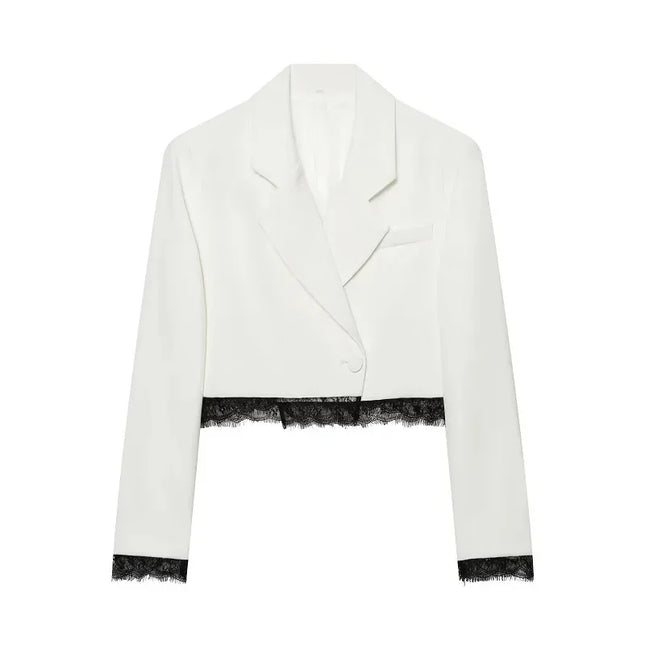 zoci Lace Short Blazers for Women's Suit Summer Blazer Set 2 Piece Woman Shoulder Pad Women's Tailoring Blazers Bermuda Shorts
