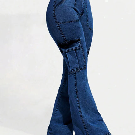 8175 [Printed Pants - Not Faux Denim Fabric][Imitation Faux Denim Flare Pants] Printed Flare Trousers Without Texture