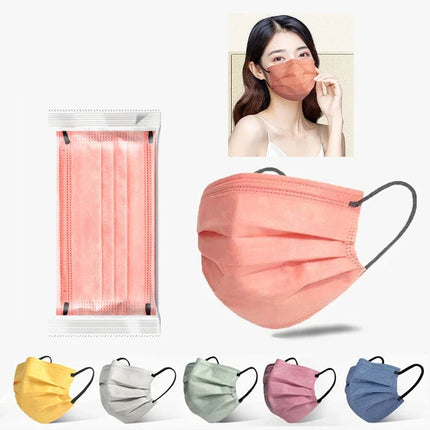 50Pcs 3/4 Layer Mask Face Masks Melt Blown Cloth Disposable Safety Anti-Dust Protective Masks Adults Non-wove Earloop Masque