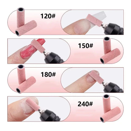50/100Pcs 3mm Nail Sanding Bands-120/150/180/240 Grit Mini Nail Drill Bit Electric Nail File Accessory Polishing Manicure Tool