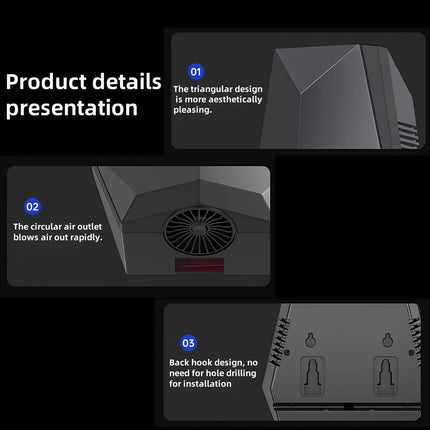 GMDQ Mini Fully Automatic Induction Hand Dryer 1600W Automatic High-speed Warm Air Hand Dryer