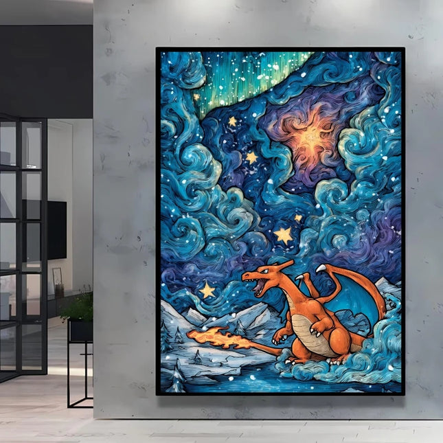 Van-Gogh-Stil Pokémon Pikachu Wanddekoration – Mehrere Charaktere erhältlich, um einen einzigartigen künstlerischen Raum für Ihr Zuhause zu schaffen