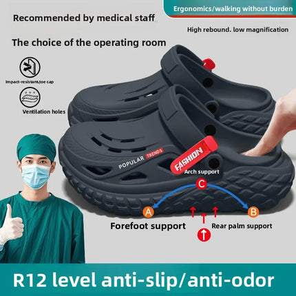 Operating room hole shoes men's 2026 summer new non-slip deodorant arch support wear wear wear cool slippers men