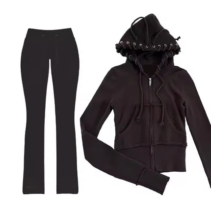 Y2K Leopard Print Fashion Knitted Sportswear Two-Piece Set Women's Casual Fit Yoga Sexy Slim High Waist Casual Sports Pants