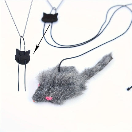 2 PCS Adjustable Hanging Cat Toy Interactive Mouse Toys Hanging Door Retractable Plaything Funny Kitten Scratch Rope Mouse Toy