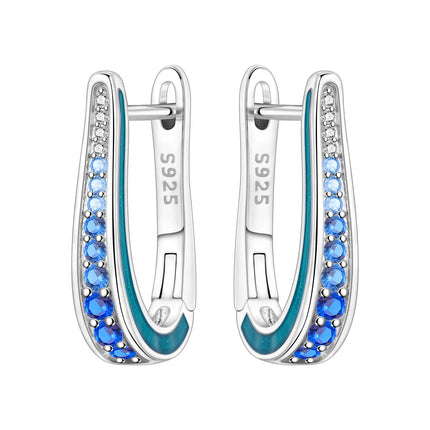 Orstarry 925 Sterling Silver Blue Zircon Starry Sky Earring Original Jewelry Hoop Earrings Women Jewelry Party Trendy Gifts