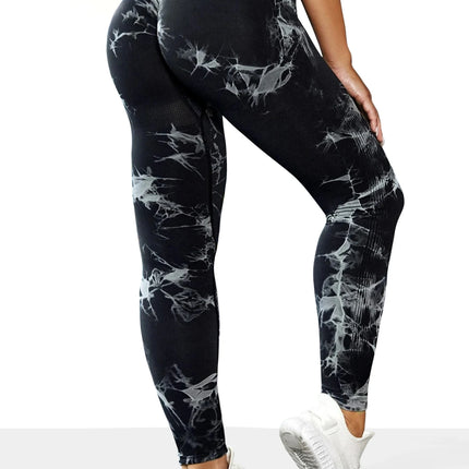 Women's Tie Dye Seamless High-Waisted Yoga Pants Tummy Control Belly Band Pants Comfortable Stretchy Leggings for Women