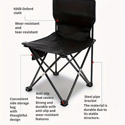 Outdoor Foldable Chair Camping Chair with Side Pocket Picnic Oxford Cloth Chairs Portable Beach Fishing Chairs Outdoor Chair
