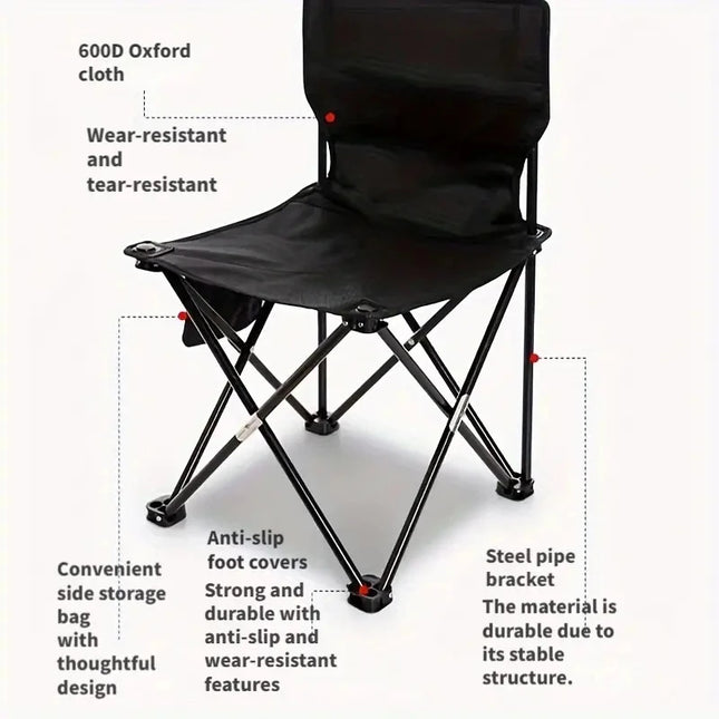 Outdoor Foldable Chair Camping Chair with Side Pocket Picnic Oxford Cloth Chairs Portable Beach Fishing Chairs Outdoor Chair