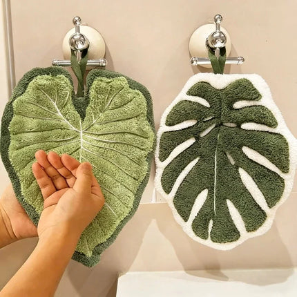Leaf Hand Towel Absorbent Kitchen Towel Soft Towel Bathroom Accessories Hanging Towels Handkerchief Towels Home Wash Hand Towels