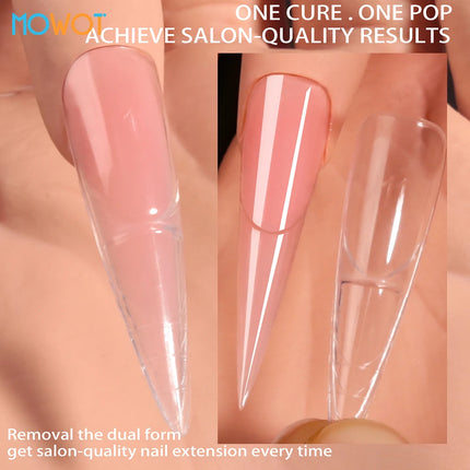 MOWOT 150pcs Space Nail Dual Forms Stiletto Almond Smart French Line Acrylic Extension Nail Forms 15 - product image 2