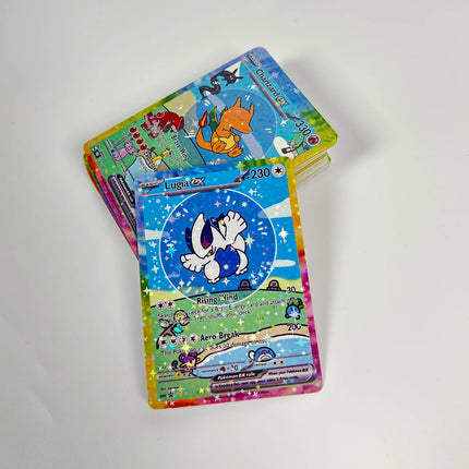 Shiny 55Pcs Cute DIY Card Proxy Pokemon My bubble friends Holographic Anime Version Classical Collection Cards Eevee Charizard