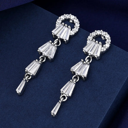 High-quality 925 Sterling Silver Crystal Fashion Circle Hoop Earrings for Woman Wedding Party Gift Street Versatile Jewelry