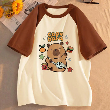 Capybara Kapibara shirt female kawaii Grunge women graphic t-shirt Comfortable University Graphic korean clothes Pastel