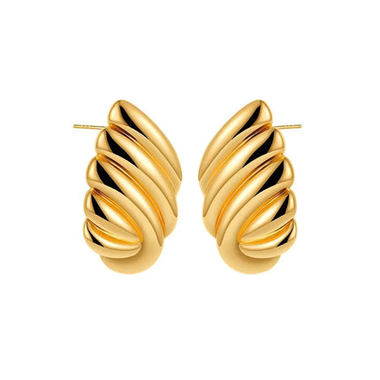 Trendy Stainless Steel Multilayer Circle Twist Knot Earrings for Women Texture Mixed Color Gold Plated Statement Earring Bijoux