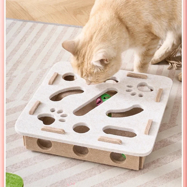 Cat Puzzle Toy Felt Puzzle Box Cat Exercise Toy With Ball Indoor Sports Entertainment Hunting Cat Toys - product image 2