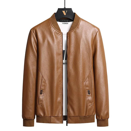 Leather Jacket Men Coats Plus Size 6XL 7XL 8XL Oversized Windproof Motorcycle Autumn Brand Fleece Black Zipper Winter Overcoat