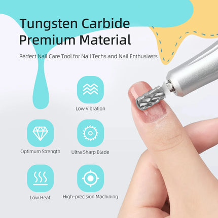 HYTOOS 5XC Safety Barrel Nail Drill Bits 3/32 Smooth Top Carbide Manicure Bit Remove Thick Gel Drills Accessories Supplier