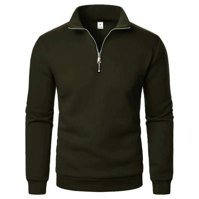 Frühling Herbst neu Lässiger Halb-Reißverschluss-Stehkragen-Sweatshirt Trend Schlichter schmaler Herren Pullover Langarm-Oberteile Herren-Sweatshirt