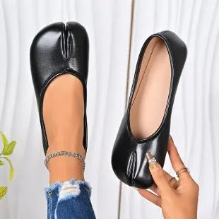 Fashion Soft Leather Split Toe Women Tabi Ballet Flats Spring Autumn Comfortable Walking Lazy Loafers Casual Girls Dance Shoes