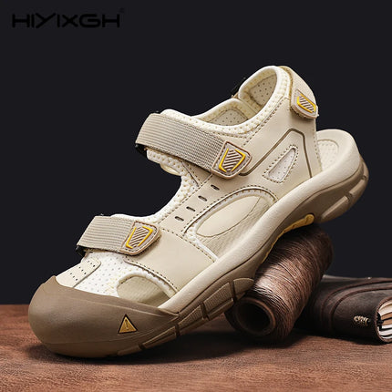 Vacation Summer Flats Non-slip Man Sandals New Design Men's Beach Shoes Handmade Leather Sandals Fashion Suitable Casual Shoes