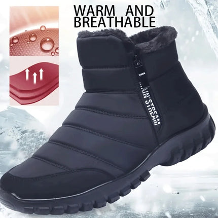 Women Men Winter Snow Boots Waterproof Warm Fuzzy Lined High Top Side Zipper Outdoor Ankle Booties for Cold Days
