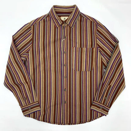 2025 Autumn New Japanese Retro Long-Sleeve Lapel Ethnic Striped Shirt Men's Literary 100% Cotton Washed Casual Loose Blouses