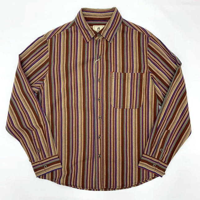 Camisas tipo blusa casuales holgadas lavadas de algodón 100% literarias para hombre, de manga larga con solapa y rayas étnicas, estilo retro japonés, novedad de otoño de 2025