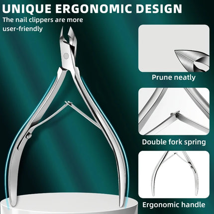 1/3pc Professional Stainless Stee Cuticle Nippers Sharp Blade,High Precision,Ambidextrous,Home Manicure Tool with Cuticle Pusher