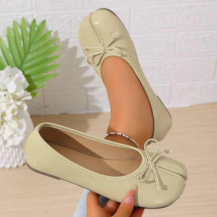 Soft Split Toe Tabi Ballet Flats Women Bowknot Leather Round Toe Ballerina Shoes Low Heel Slip On Loafers Casual Moccasins 2026