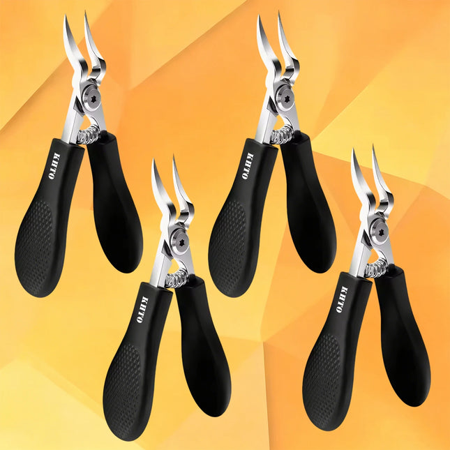 KHTO Professional Heavy-Duty Steel Toenail Clipper with Serrated Blade Thick & Ingrown Nails, Durable Trimmer for - product i
