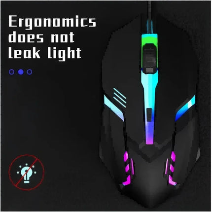 Ergonomic Gaming Mouse, Suitable for Desktop and Laptop Computers, 4-Button USB RGB Backlit Mouse - product image from BSM MA