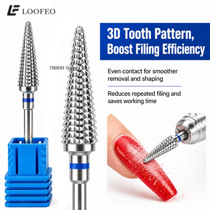 5pcs Stainless Steel Nail Drill Bit for Gel Removal Cuticle Burr Bits Milling Cutter For Manicure Pedicure Nail E-File Bit Set