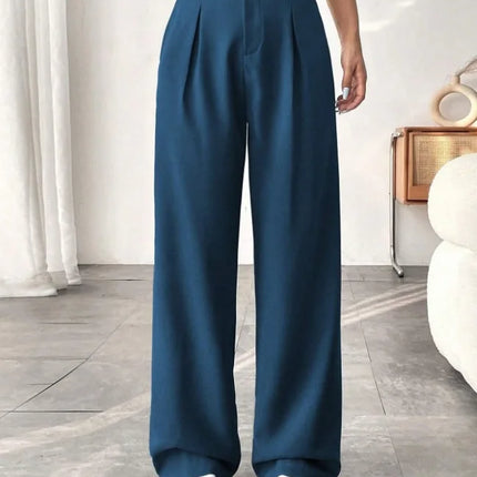 Draped High Waisted Wide Leg Pants Office Casual Suit Trousers Versatile Spring Autumn