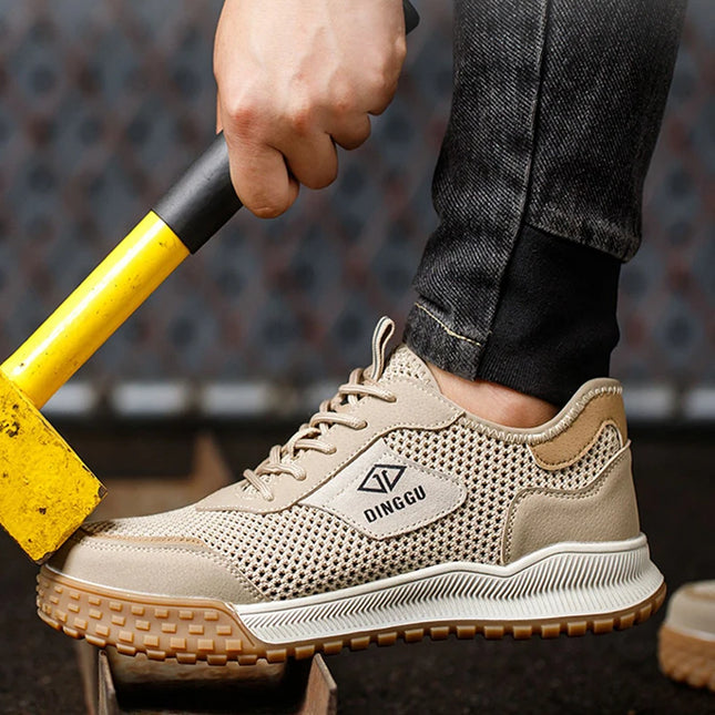 Herrenmode atmungsaktive Stahlkappen Arbeitsschuhe Air Mesh Sommer Sicherheitsschuhe Arbeiter Sicherheitssneaker Schutzschuhe Mann