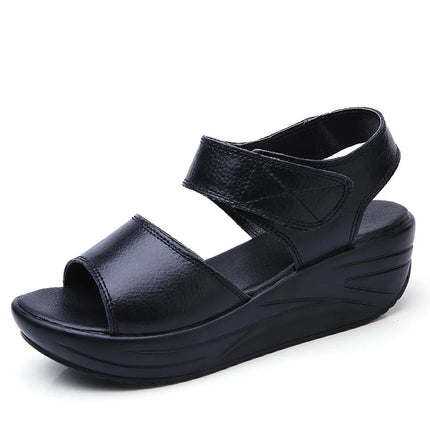 Women's Sandals Thick Bottom Large Size Open Toe Slippers Fashion Student Casual Round Head Soft Sole Anti Slip Shoes
