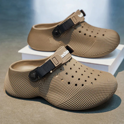 Summer non slip 3D patterned sandals with EVA thick sole for men's and women's beach shoes with a poop like feel