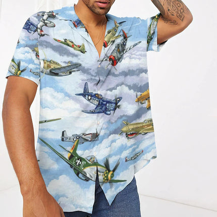 3D Planes Warbird WW2 Fighters Graphic Hawaii Shirts for Men Clothing Fashion Streetwear WW1 Germany Air Force Shirt Tops Blouse