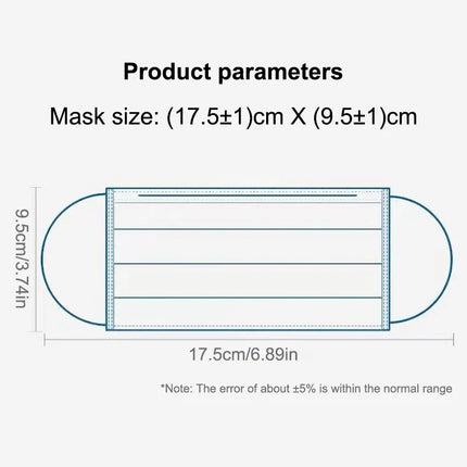 50Pcs 3-layer Mask Face Masks Melt Blown Cloth Disposable Safety Anti-Dust Protective Masks Blue Adults Non-wove Masque