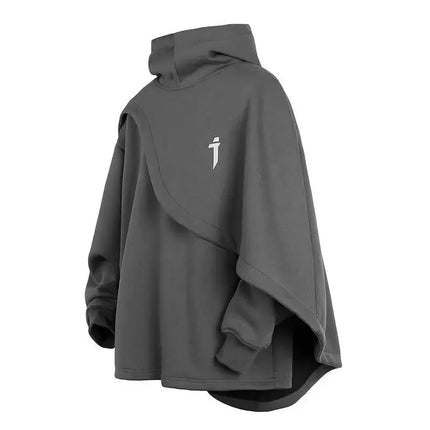Japanese Heavy Industry Cloak Sweatshirt Functional High Collar Cloak Men's Loose Hooded Fake Two-piece Pullover Couple Coat
