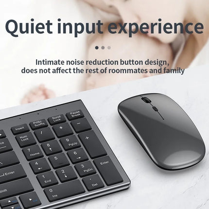 Gray Bluetooth 5.0 & 2.4G Wireless Keyboard Mouse Combo Rechargeable Full Size Wireless Keyboard For Notebook - product image