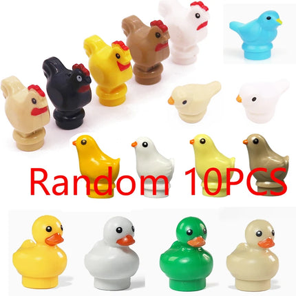 MOC Animal Scene Building Blocks Cats Dogs Sheep Pigs Chickens Eagle Parrots Dolphin Zoo Fram Accessories DIY Toys Bricks T14