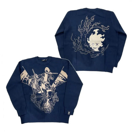 Heavyweight Anime Character Y2K Style Oversized Knitted Sweater Couple Loose Autumn Winter Overhead Knitted Pullover